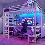 Kinderbett Etagenbett 90x200 cm mit LED Leiste&USB Steckdose, Hochbett...