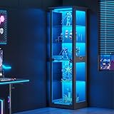 Gurexl 180 cm Glasvitrine mit LED Beleuchtung und Intelligente...