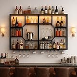 YOURLITE Weinregal Wand mit LED-Beleuchtung Metall,Bar Regal mit...