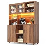 ZODICK Hohe Sideboard Küche mit LED Beleuchtung, Küche Schrank mit...