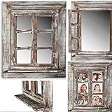 Melko Wandspiegel mit Fensterläden 64x54cm Shabby Chic Spiegelfenster...